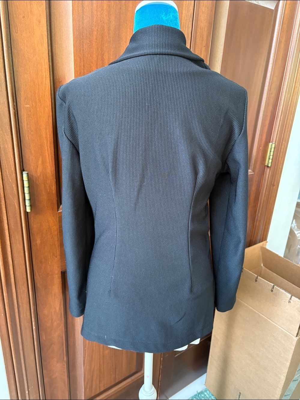 Blazer  Jacket  Double-Breasted Silvertone snaps Ribbed polyester women’s size S - Picture 7 of 11